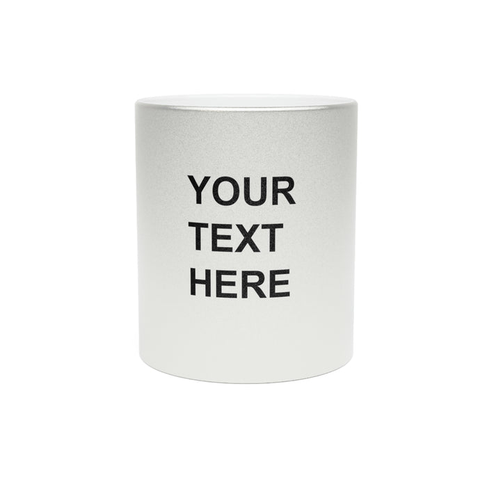 Custom Logo Metallic Mug, Team Logo Here Silver Golden Mug, Personalized Metallic Mug, Text on a Metallic Mug, Your Business Logo or Brand Logo Metallic Mug (Silver\Gold)