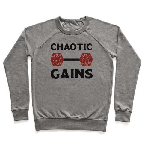 Virgin Teez  Pullover Crewneck Sweatshirt / x-small / Heathered Gray CHAOTIC GAINS CREWNECK SWEATSHIRT