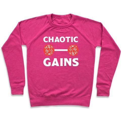 Virgin Teez  Pullover Crewneck Sweatshirt / x-small / Deep Pink CHAOTIC GAINS CREWNECK SWEATSHIRT