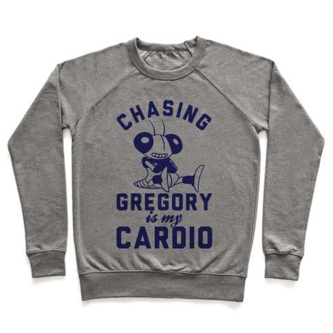 Virgin Teez  Pullover Crewneck Sweatshirt / x-small / Heathered Gray CHASING GREGORY IS MY CARDIO CREWNECK SWEATSHIRT