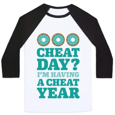 Virgin Teez  Baseball Tee Unisex Classic Baseball Tee / x-small / White/Black CHEAT DAY? I'M HAVING A CHEAT YEAR UNISEX CLASSIC BASEBALL TEE