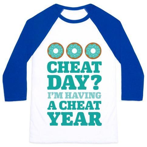 Virgin Teez  Baseball Tee Unisex Classic Baseball Tee / x-small / White/Blue CHEAT DAY? I'M HAVING A CHEAT YEAR UNISEX CLASSIC BASEBALL TEE