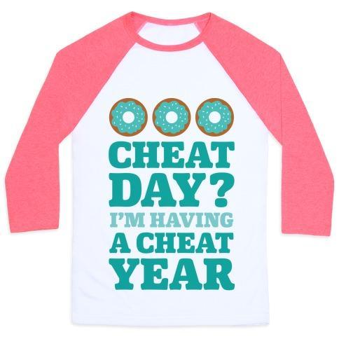 Virgin Teez  Baseball Tee Unisex Classic Baseball Tee / x-small / White/Neon Pink CHEAT DAY? I'M HAVING A CHEAT YEAR UNISEX CLASSIC BASEBALL TEE