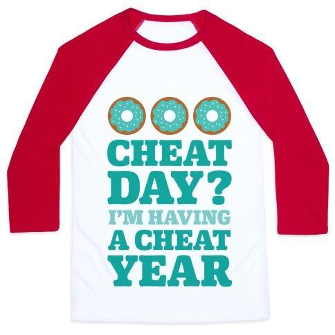 Virgin Teez  Baseball Tee Unisex Classic Baseball Tee / x-small / White/Red CHEAT DAY? I'M HAVING A CHEAT YEAR UNISEX CLASSIC BASEBALL TEE