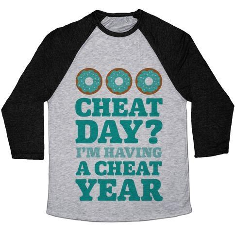Virgin Teez  Baseball Tee Unisex Tri-Blend Baseball Tee / small / Athletic Gray / Black CHEAT DAY? I'M HAVING A CHEAT YEAR UNISEX TRI-BLEND BASEBALL TEE