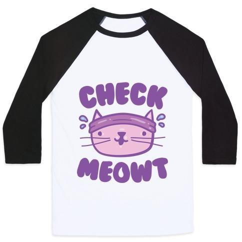 Virgin Teez  Baseball Tee Unisex Classic Baseball Tee / x-small / White/Black CHECK MEOWT UNISEX CLASSIC BASEBALL TEE
