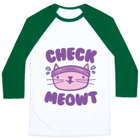 Virgin Teez  Baseball Tee Unisex Classic Baseball Tee / x-small / White/Dark Green CHECK MEOWT UNISEX CLASSIC BASEBALL TEE
