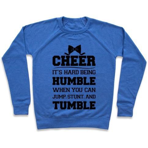 Virgin Teez  Pullover Crewneck Sweatshirt / x-small / Heathered Blue CHEER CREWNECK SWEATSHIRT