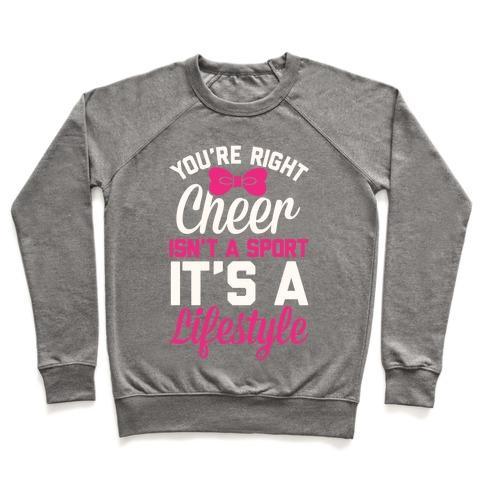 Virgin Teez  Pullover Crewneck Sweatshirt / x-small / Heathered Gray CHEER ISN'T A SPORT, IT'S A LIFESTYLE CREWNECK SWEATSHIRT