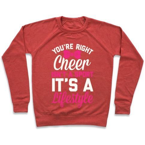 Virgin Teez  Pullover Crewneck Sweatshirt / x-small / Heathered Red CHEER ISN'T A SPORT, IT'S A LIFESTYLE CREWNECK SWEATSHIRT