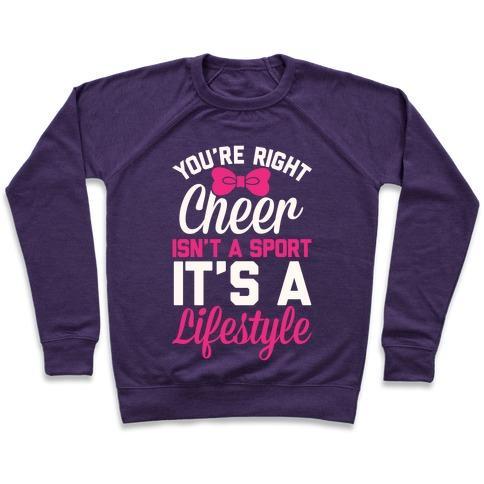 Virgin Teez  Pullover Crewneck Sweatshirt / x-small / Purple CHEER ISN'T A SPORT, IT'S A LIFESTYLE CREWNECK SWEATSHIRT