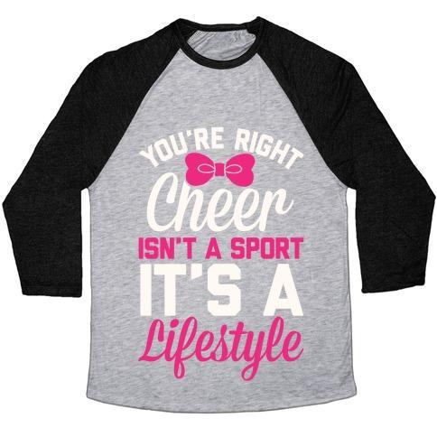 Virgin Teez  Baseball Tee Unisex Tri-Blend Baseball Tee / small / Athletic Gray / Black CHEER ISN'T A SPORT, IT'S A LIFESTYLE UNISEX TRI-BLEND BASEBALL TEE