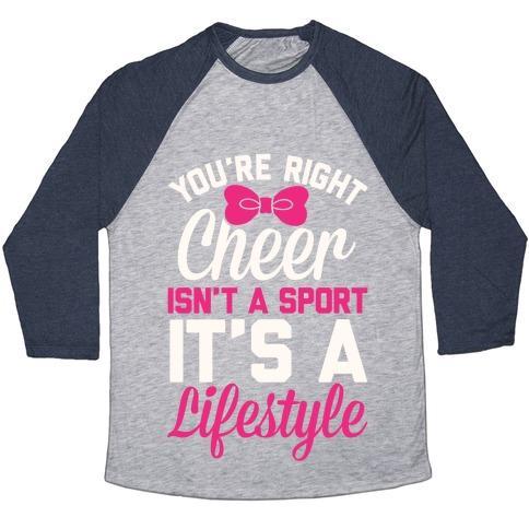 Virgin Teez  Baseball Tee Unisex Tri-Blend Baseball Tee / small / Athletic Gray / Navy CHEER ISN'T A SPORT, IT'S A LIFESTYLE UNISEX TRI-BLEND BASEBALL TEE