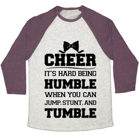 Virgin Teez  Baseball Tee Unisex Tri-Blend Baseball Tee / small / Oatmeal / Maroon CHEER UNISEX TRI-BLEND BASEBALL TEE