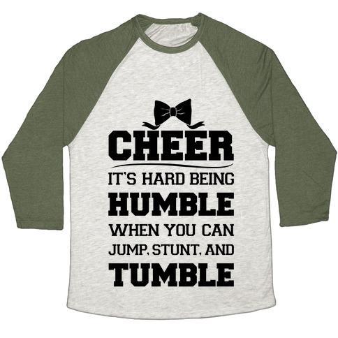 Virgin Teez  Baseball Tee Unisex Tri-Blend Baseball Tee / small / Oatmeal / Moss CHEER UNISEX TRI-BLEND BASEBALL TEE