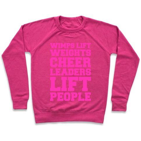 Virgin Teez  Pullover Crewneck Sweatshirt / x-small / Deep Pink CHEERLEADERS LIFT PEOPLE CREWNECK SWEATSHIRT