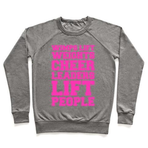 Virgin Teez  Pullover Crewneck Sweatshirt / x-small / Heathered Gray CHEERLEADERS LIFT PEOPLE CREWNECK SWEATSHIRT