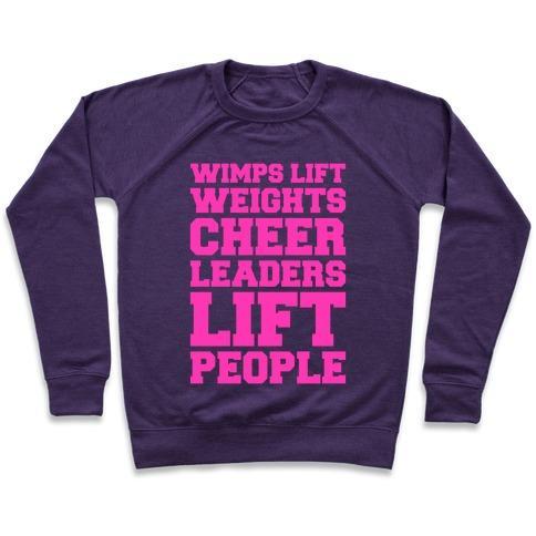 Virgin Teez  Pullover Crewneck Sweatshirt / x-small / Purple CHEERLEADERS LIFT PEOPLE CREWNECK SWEATSHIRT