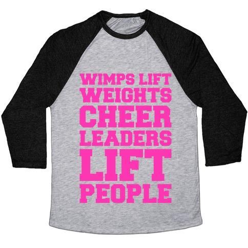 Virgin Teez  Baseball Tee Unisex Tri-Blend Baseball Tee / small / Athletic Gray / Black CHEERLEADERS LIFT PEOPLE UNISEX TRI-BLEND BASEBALL TEE