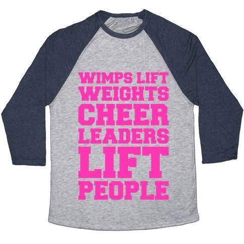 Virgin Teez  Baseball Tee Unisex Tri-Blend Baseball Tee / small / Athletic Gray / Navy CHEERLEADERS LIFT PEOPLE UNISEX TRI-BLEND BASEBALL TEE
