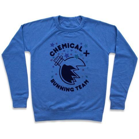Virgin Teez  Pullover Crewneck Sweatshirt / x-small / Heathered Blue CHEMICAL X RUNNING TEAM CREWNECK SWEATSHIRT
