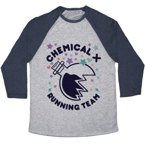 Virgin Teez  Baseball Tee Unisex Tri-Blend Baseball Tee / small / Athletic Gray / Navy CHEMICAL X RUNNING TEAM UNISEX TRI-BLEND BASEBALL TEE