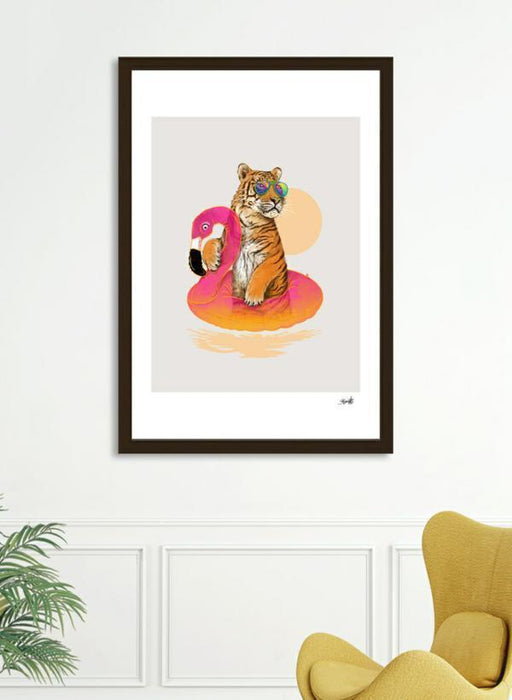 LUVD Framed Art Prints 8" x 11" / Black Chillin (Flamingo Tiger)  Frame