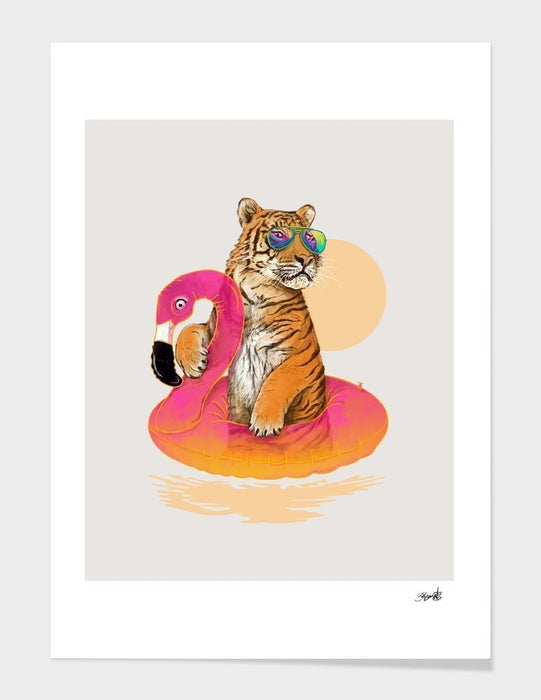 LUVD Framed Art Prints 8" x 11" / Black Chillin (Flamingo Tiger)  Frame