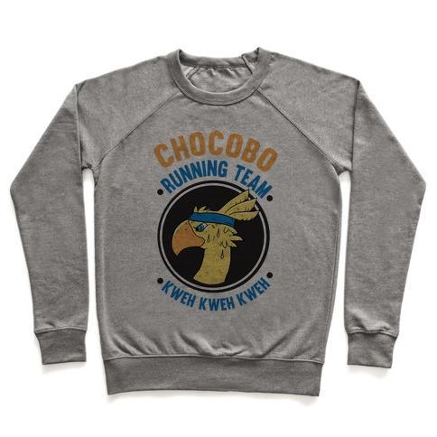 Virgin Teez  Pullover Crewneck Sweatshirt / x-small / Heathered Gray CHOCOBO RUNNING TEAM KWEH! CREWNECK SWEATSHIRT