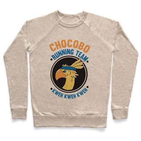 Virgin Teez  Pullover Crewneck Sweatshirt / x-small / Heathered Oatmeal CHOCOBO RUNNING TEAM KWEH! CREWNECK SWEATSHIRT