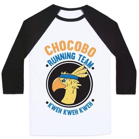 Virgin Teez  Baseball Tee Unisex Classic Baseball Tee / x-small / White/Black CHOCOBO RUNNING TEAM KWEH! UNISEX CLASSIC BASEBALL TEE