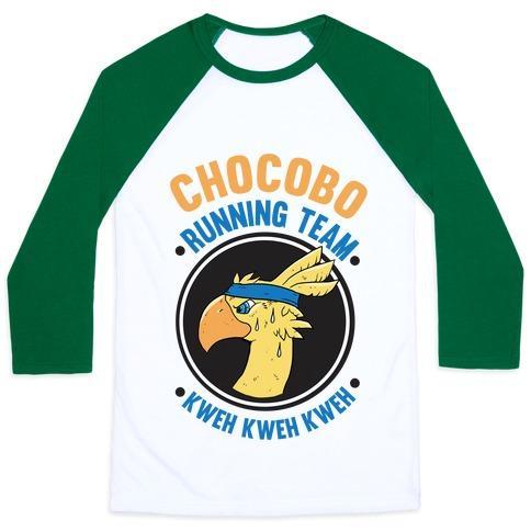 Virgin Teez  Baseball Tee Unisex Classic Baseball Tee / x-small / White/Dark Green CHOCOBO RUNNING TEAM KWEH! UNISEX CLASSIC BASEBALL TEE