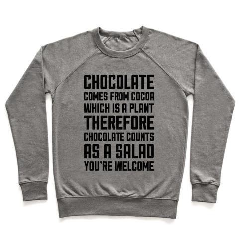 Virgin Teez  Pullover Crewneck Sweatshirt / x-small / Heathered Gray CHOCOLATE SALAD CREWNECK SWEATSHIRT