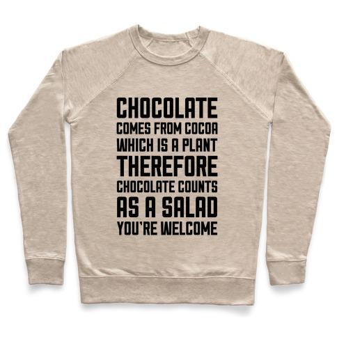 Virgin Teez  Pullover Crewneck Sweatshirt / x-small / Heathered Oatmeal CHOCOLATE SALAD CREWNECK SWEATSHIRT