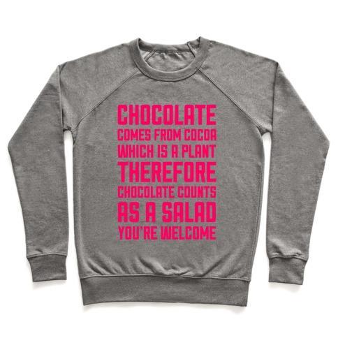 Virgin Teez  Pullover Crewneck Sweatshirt / x-small / Heathered Gray CHOCOLATE SALAD CREWNECK SWEATSHIRT