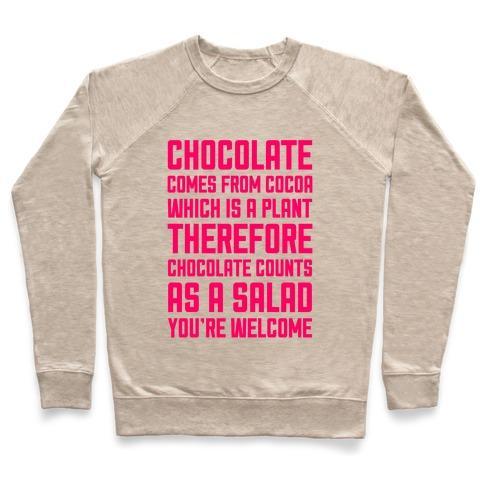 Virgin Teez  Pullover Crewneck Sweatshirt / x-small / Heathered Oatmeal CHOCOLATE SALAD CREWNECK SWEATSHIRT
