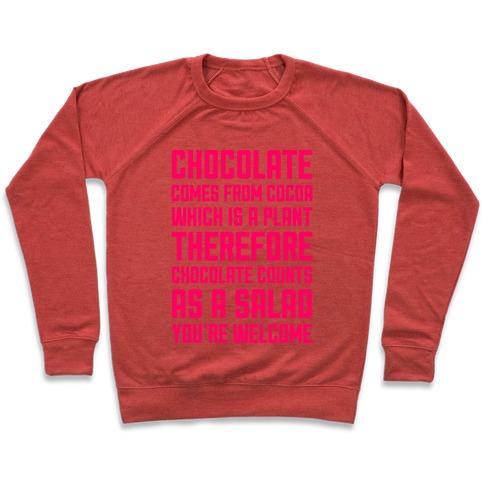 Virgin Teez  Pullover Crewneck Sweatshirt / x-small / Heathered Red CHOCOLATE SALAD CREWNECK SWEATSHIRT