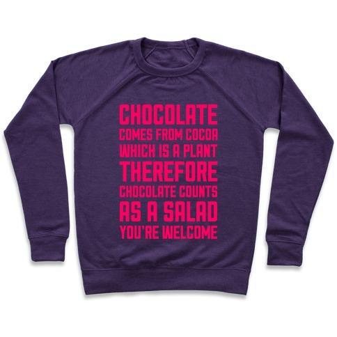 Virgin Teez  Pullover Crewneck Sweatshirt / x-small / Purple CHOCOLATE SALAD CREWNECK SWEATSHIRT