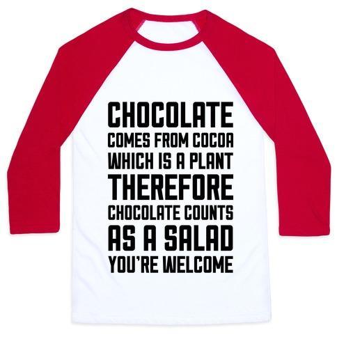 Virgin Teez  Baseball Tee Unisex Classic Baseball Tee / x-small / White/Red CHOCOLATE SALAD UNISEX CLASSIC BASEBALL TEE