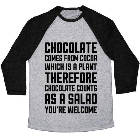 Virgin Teez  Baseball Tee Unisex Tri-Blend Baseball Tee / small / Athletic Gray / Black CHOCOLATE SALAD UNISEX TRI-BLEND BASEBALL TEE