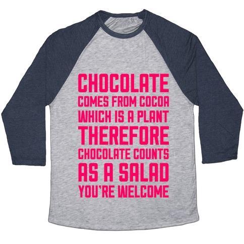 Virgin Teez  Baseball Tee Unisex Tri-Blend Baseball Tee / small / Athletic Gray / Navy CHOCOLATE SALAD UNISEX TRI-BLEND BASEBALL TEE