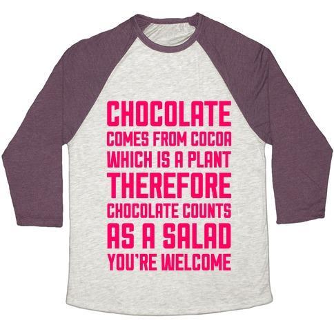 Virgin Teez  Baseball Tee Unisex Tri-Blend Baseball Tee / small / Oatmeal / Maroon CHOCOLATE SALAD UNISEX TRI-BLEND BASEBALL TEE