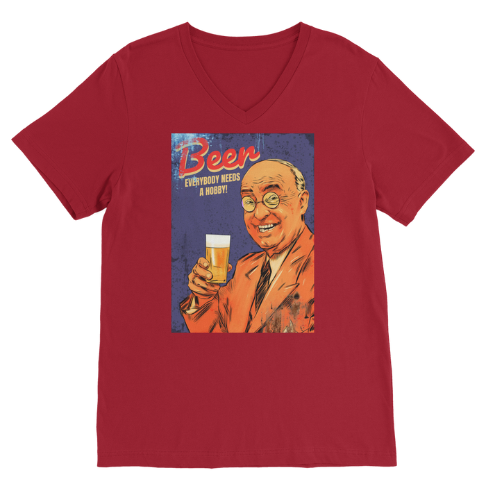 VIRGIN TEEZ Men T-Shirts Red / Unisex / S Classic Beer Premium V-Neck T-Shirt
