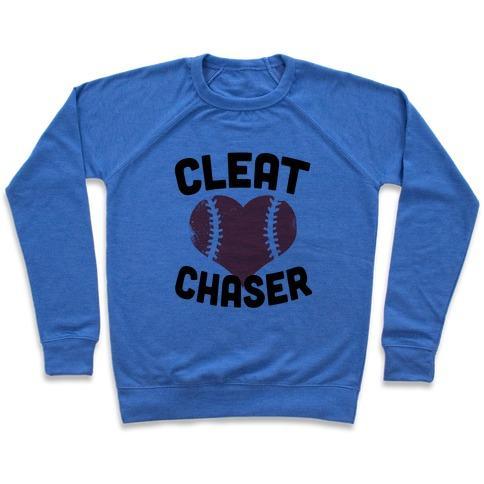 Virgin Teez  Pullover Crewneck Sweatshirt / x-small / Heathered Blue CLEAT CHASER CREWNECK SWEATSHIRT