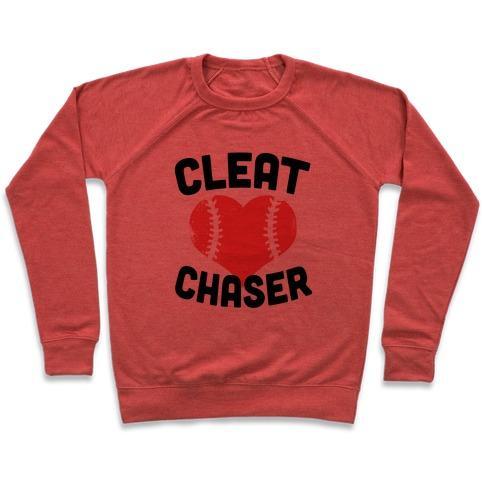 Virgin Teez  Pullover Crewneck Sweatshirt / x-small / Heathered Red CLEAT CHASER CREWNECK SWEATSHIRT
