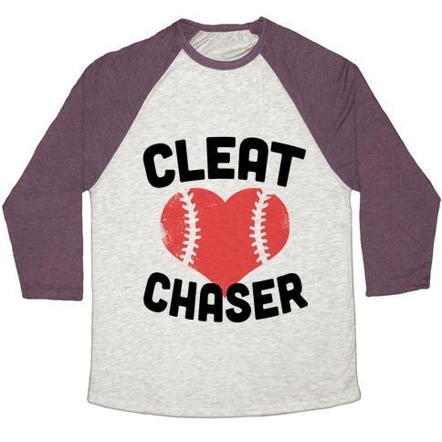 Virgin Teez  Baseball Tee Unisex Tri-Blend Baseball Tee / small / Oatmeal / Maroon CLEAT CHASER UNISEX TRI-BLEND BASEBALL TEE