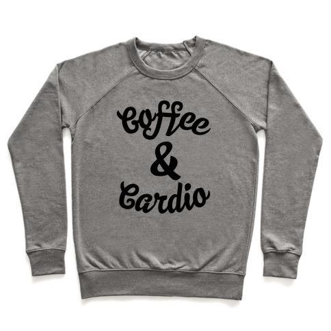 Virgin Teez  Pullover Crewneck Sweatshirt / x-small / Heathered Gray COFFEE & CARDIO CREWNECK SWEATSHIRT