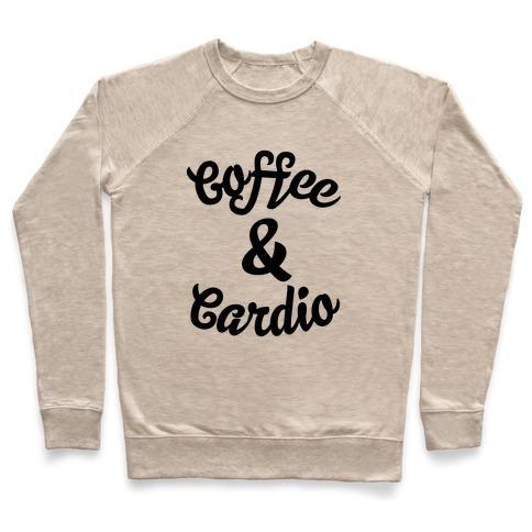 Virgin Teez  Pullover Crewneck Sweatshirt / x-small / Heathered Oatmeal COFFEE & CARDIO CREWNECK SWEATSHIRT
