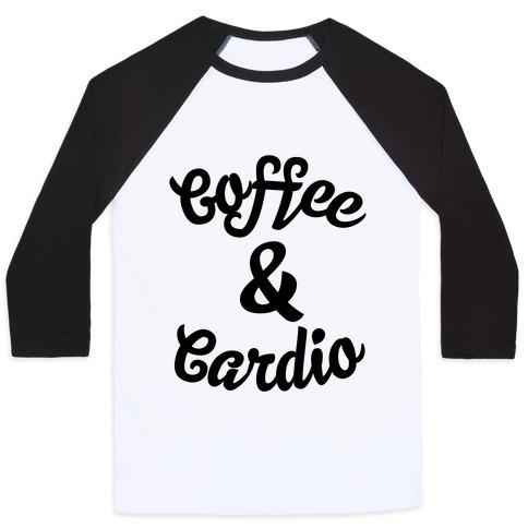 Virgin Teez  Baseball Tee Unisex Classic Baseball Tee / x-small / White/Black COFFEE & CARDIO UNISEX CLASSIC BASEBALL TEE
