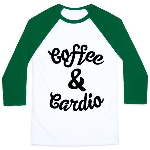 Virgin Teez  Baseball Tee Unisex Classic Baseball Tee / x-small / White/Dark Green COFFEE & CARDIO UNISEX CLASSIC BASEBALL TEE